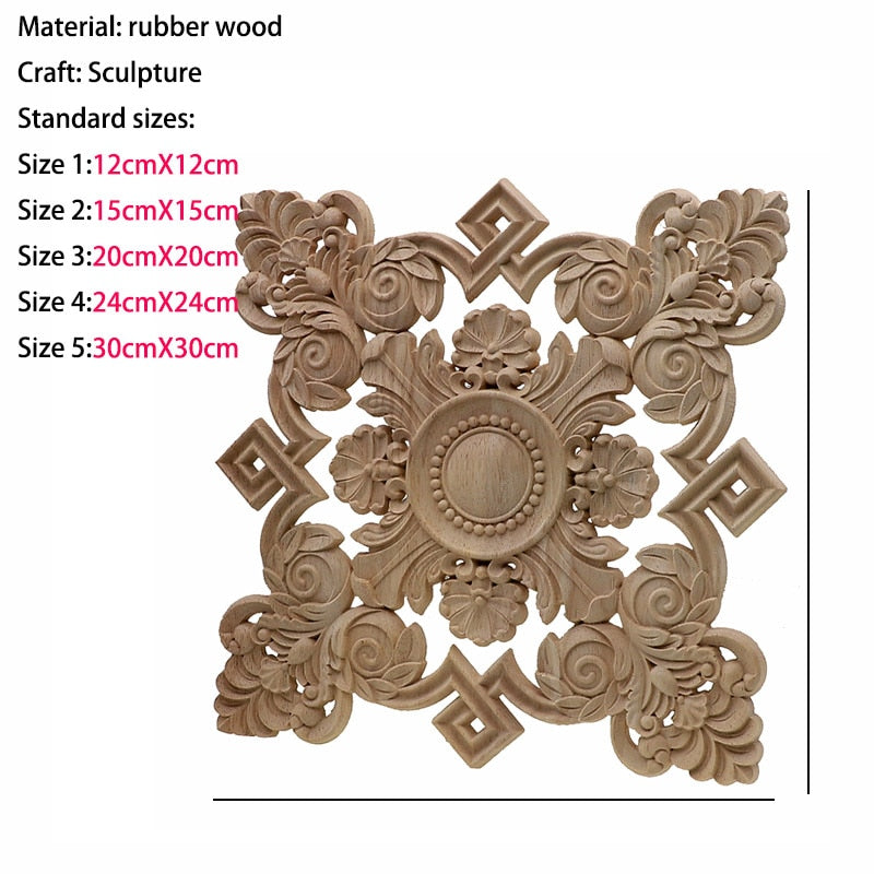 Square Tiles Carved Wood Furniture Decoration