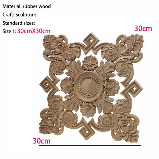 Square Tiles Carved Wood Furniture Decoration