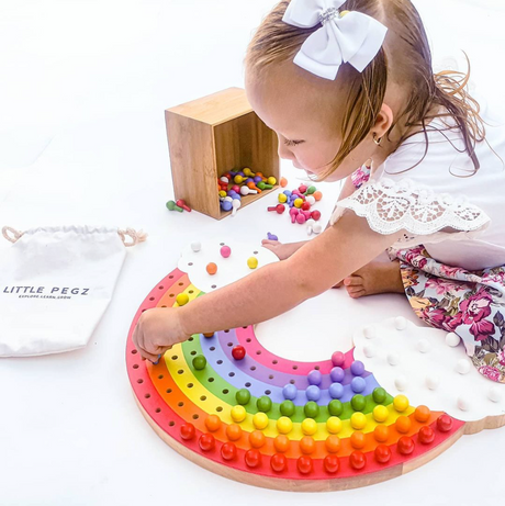 Little Pegs Rainbow Peg Boards | Australian Early Educational Toys - Woodland Gatherer