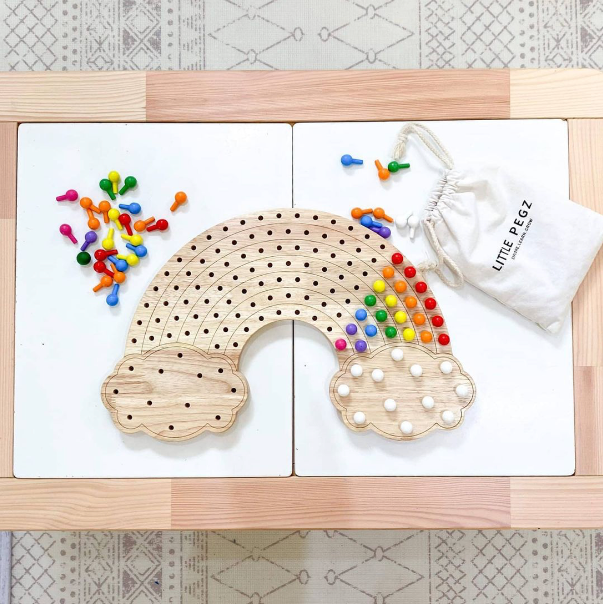 Little Pegs Rainbow Peg Boards | Australian Early Educational Toys - Woodland Gatherer