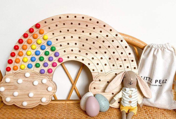 Little Pegs Rainbow Peg Boards | Australian Early Educational Toys - Woodland Gatherer